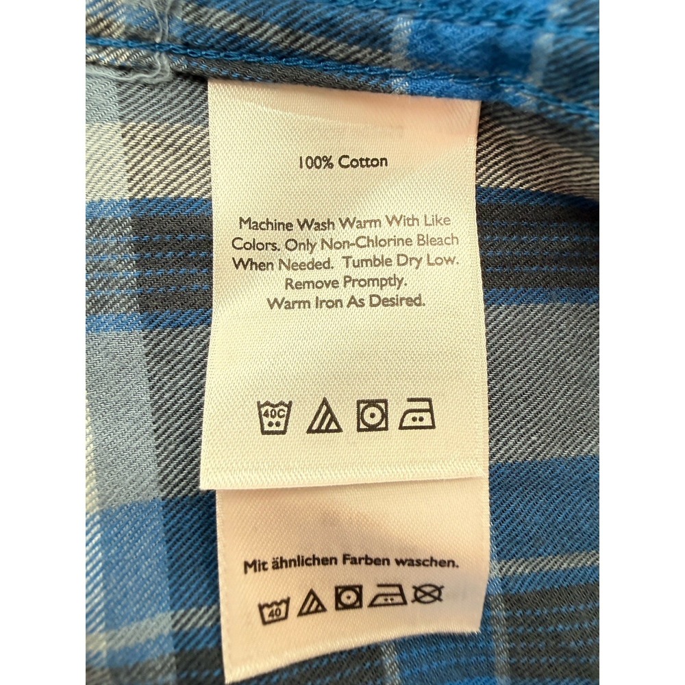NWT Eddie Bauer Wild River Shirt Men Large Blue Plaid Flannel Classic Fit Cotton - Picture 7 of 7